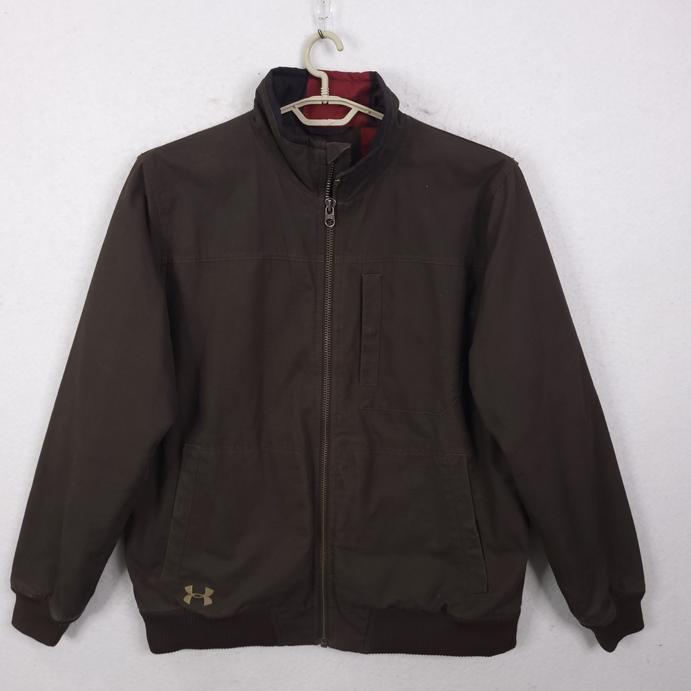 Under Armour Canvas Bomber Jacket Mens XL Brown Quilted Workwear Coat